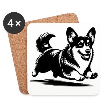 Welsh Corgi - Untersetzer (4er-Set) - Weiß - Vorne