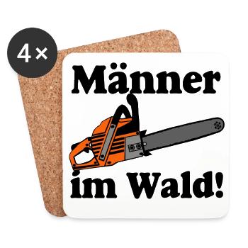 Motorsäge , Kaminholz , Männer im Wald(25) - Untersetzer (4er-Set) - Weiß - Vorne