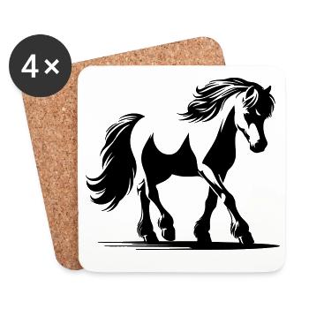 Cheval Poney de selle allemand - Dessous de verre (lot de 4) - blanc - Devant