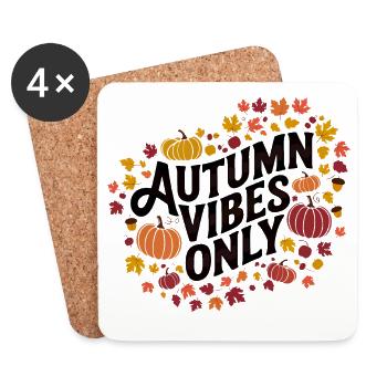 Autumn Vibes only Pumpkin Motif - Coasters (set of 4) - white - Front