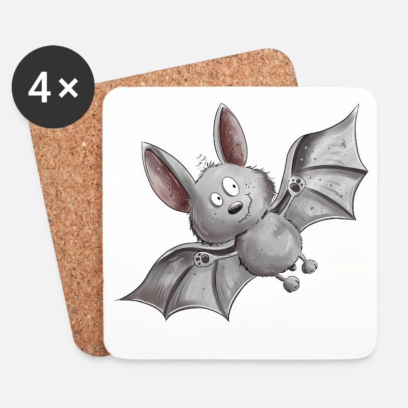 Flatternde Fledermaus - Untersetzer (4er-Set) - Weiß
