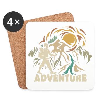 rétro randonnée aventure vintage trekking nature - Dessous de verre (lot de 4) - blanc - Devant