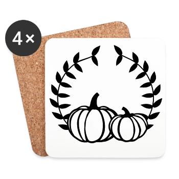 Pumpkin wreath - Coasters (set of 4) - white - Front