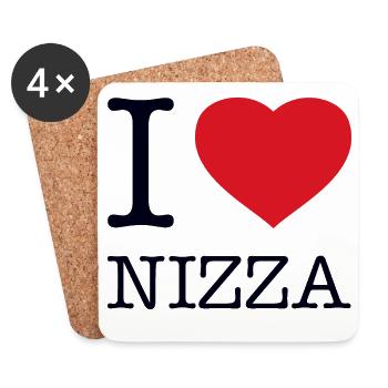 I LOVE NIZZA - Untersetzer (4er-Set) - Weiß - Vorne