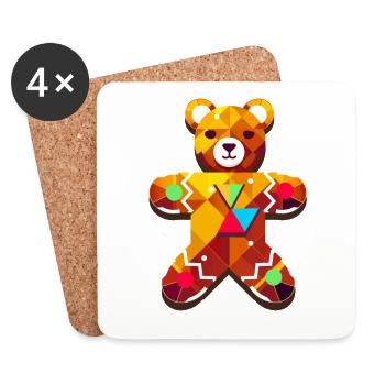süßer Lebkuchen Bär – Festliches Weihnachtsdesign - Untersetzer (4er-Set) - Weiß - Vorne