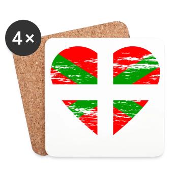 Drapeau basque coeur utilisé - Dessous de verre (lot de 4) - blanc - Devant