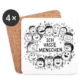 Ich hasse Menschen - Untersetzer (4er-Set) - Weiß - Vorne