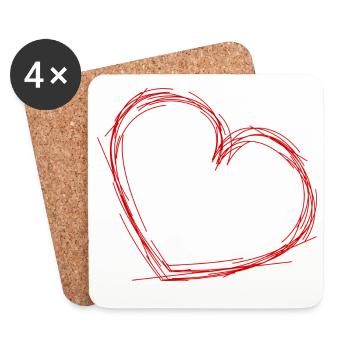 COEUR. NOËL. COUPLE. SAINT VALENTIN. JUST MARRIED. - Dessous de verre (lot de 4) - blanc - Devant