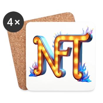 NFT in Lichtern – Leuchtendes Schilderdesign - Untersetzer (4er-Set) - Weiß - Vorne