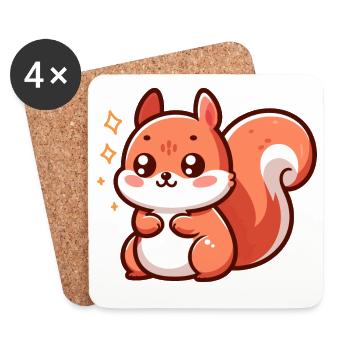 Mignon petit écureuil - Dessous de verre (lot de 4) - blanc - Devant