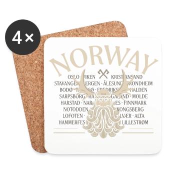 Norvège - Barbe de Viking - Mousses - Dessous de verre (lot de 4) - blanc - Devant