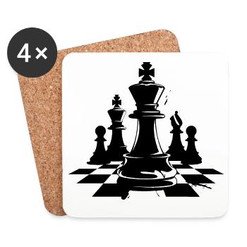 Chess Pieces Graphics - Coasters (set of 4) - white - Front