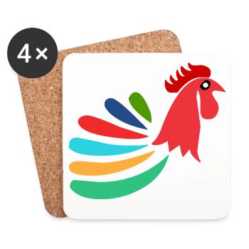 COQ. CHEVAL. POULE. COQ. ANIMAL. OISEAU. LICORNE. - Dessous de verre (lot de 4) - blanc - Devant