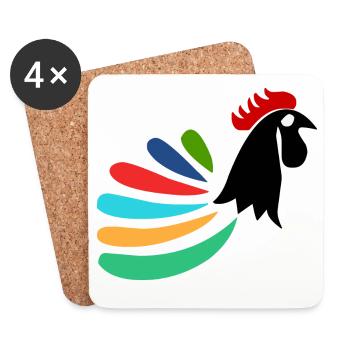 COQ. CHEVAL. POULE. COQ. ANIMAL. OISEAU. LICORNE. - Dessous de verre (lot de 4) - blanc - Devant