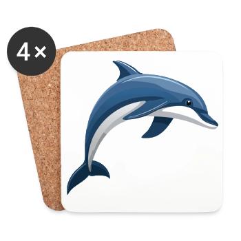Dolphin jumping blue and white - Coasters (set of 4) - white - Front