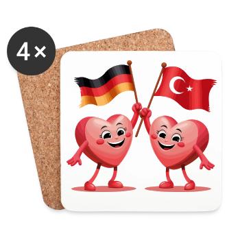 Deutschland und Türkei Herzen - Untersetzer (4er-Set) - Weiß - Vorne