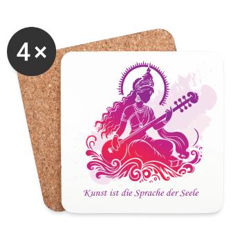 Kunst ist die Sprache der Seele 🎶 Yoga & Mythos - Untersetzer (4er-Set) - Weiß - Vorne