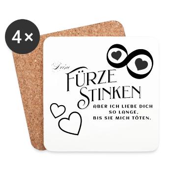 Herzschrift mit Zierlinien - Untersetzer (4er-Set) - Weiß - Vorne