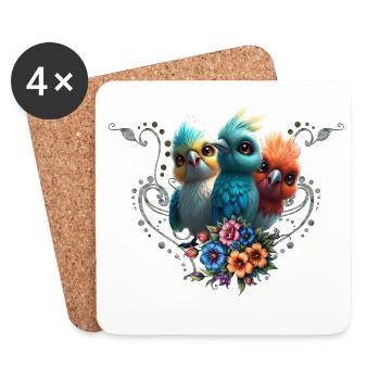 Le gang de l’oiseau heureux - Dessous de verre (lot de 4) - blanc - Devant