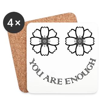 Blumenaugen / Augen wie Blumen mit Spruch - Untersetzer (4er-Set) - Weiß - Vorne