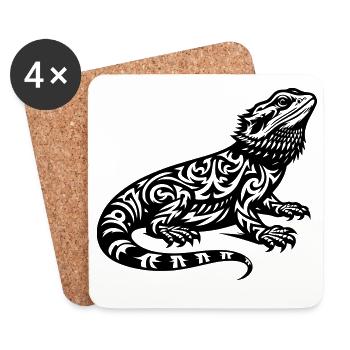 Dragon Barbu Tribal - Dessous de verre (lot de 4) - blanc - Devant