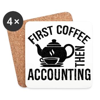 D’abord le café puis la chemise de comptabilité - Dessous de verre (lot de 4) - blanc - Devant
