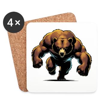 Muscle Bear - Untersetzer (4er-Set) - Weiß - Vorne
