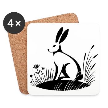 Hase - Untersetzer (4er-Set) - Weiß - Vorne