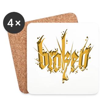 Gebrochene Kalligraphie Dunkle Schrift - Untersetzer (4er-Set) - Weiß - Vorne