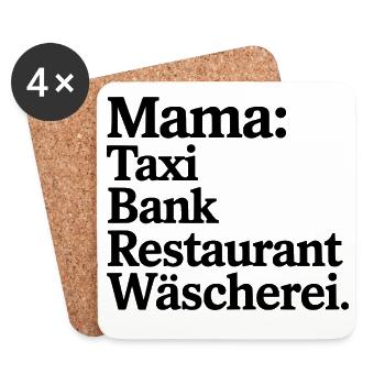 Mama: Taxi Bank Restaurant Wäscherei - Untersetzer (4er-Set) - Weiß - Vorne