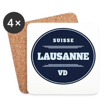 Insigne circulaire VD de Lausanne Bleu - Dessous de verre (lot de 4) - blanc - Devant