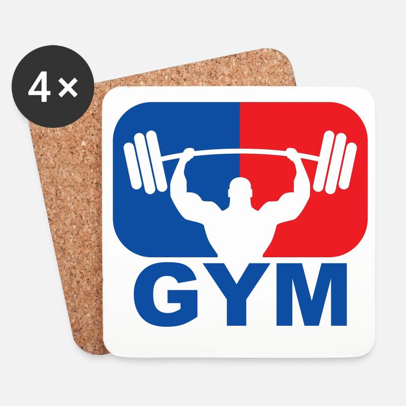 GYM Bodybuilding Gewicht - Untersetzer (4er-Set) - Weiß