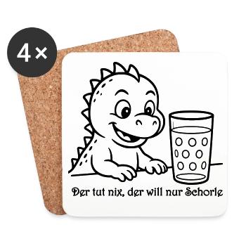 Babydrachen mit Dubbeglas2 - Untersetzer (4er-Set) - Weiß - Vorne