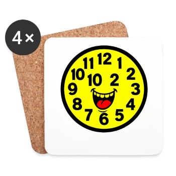 Cheerful Parodized Clock Design - Coasters (set of 4) - white - Front