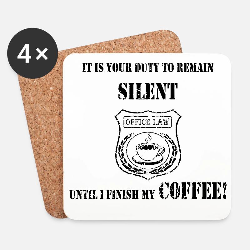 Kaffee zuerst - Abzeichen des Schweigens - Untersetzer (4er-Set) - Weiß