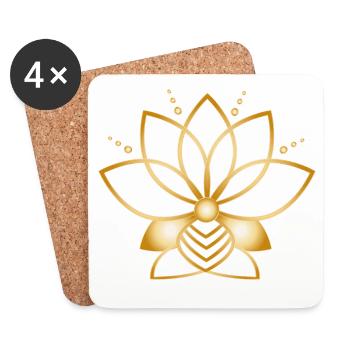 Golden stylized flower symbol minimalist - Coasters (set of 4) - white - Front