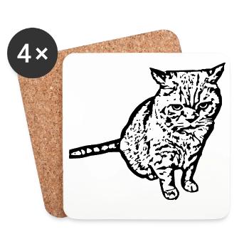 British Shorthair Cat Cat Black Cats - Coasters (set of 4) - white - Front