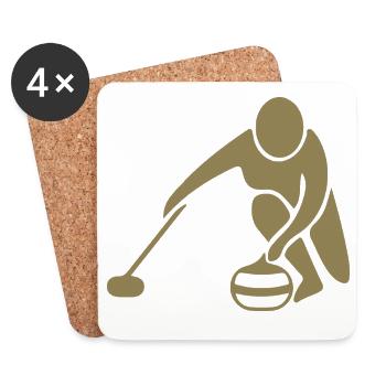 Minimalistisches Curling Silhouette Sport - Untersetzer (4er-Set) - Weiß - Vorne
