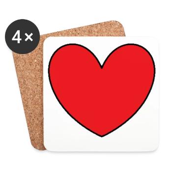 rotes Herz rot Herzen rot Geschenk Valentinstag - Untersetzer (4er-Set) - Weiß - Vorne