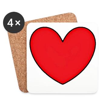 Cœur rouge cœurs rouges cadeau de la Saint-Valentin - Dessous de verre (lot de 4) - blanc - Devant