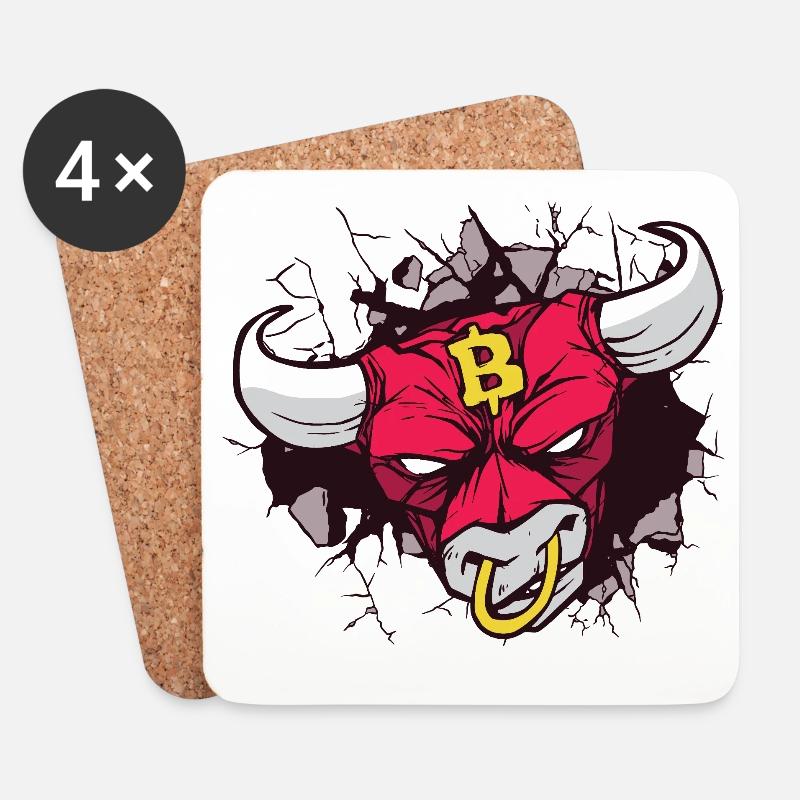 Bitcoin Stierkopf Kunst - Untersetzer (4er-Set) - Weiß
