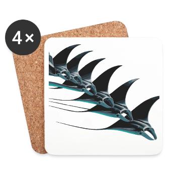Manta Ray School – Elegant Underwater World - Coasters (set of 4) - white - Front