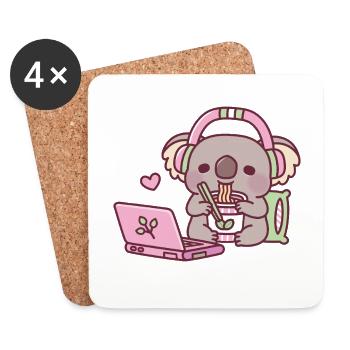 Süßer Koala, der Instant-Nudeln isst - Untersetzer (4er-Set) - Weiß - Vorne