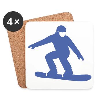 Silhouette de snowboarder Vacances d’hiver Sports d’hiver - Dessous de verre (lot de 4) - blanc - Devant
