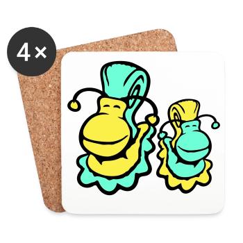 2 snail shell snails child dad mom family - Coasters (set of 4) - white - Front