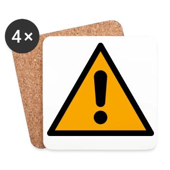 Attention! | Warning Icon Graphic - Coasters (set of 4) - white - Front