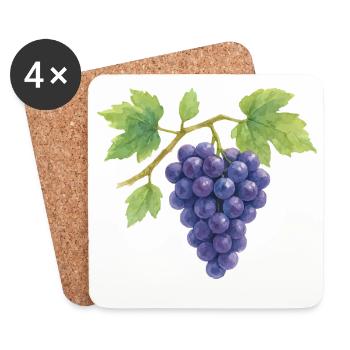Weintrauben Wasserfarben Illustration - Untersetzer (4er-Set) - Weiß - Vorne