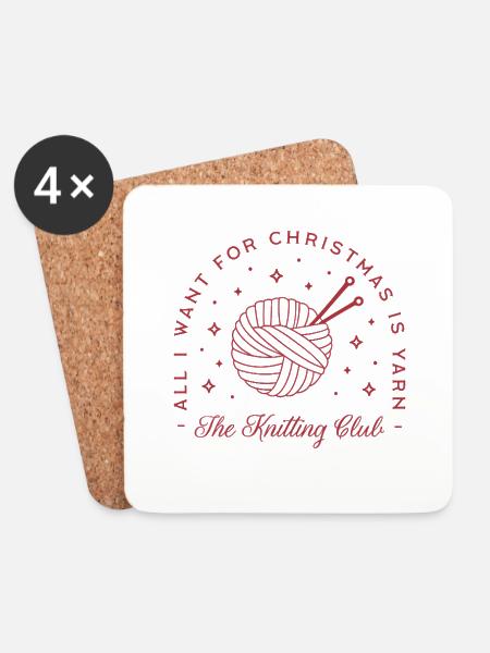 Strickgarn Liebhaber lustig strick Club gemütlich Weihnachten - Untersetzer (4er-Set) - Weiß