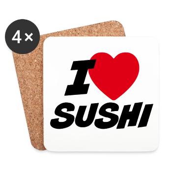 Ich liebe Sushi - Untersetzer (4er-Set) - Weiß - Vorne