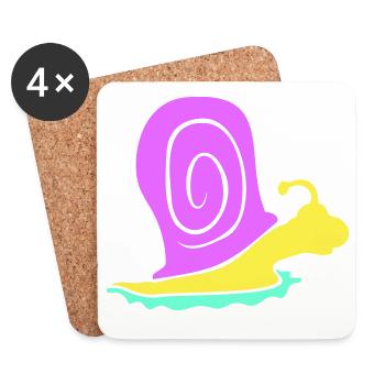 snail shell snail colorful cute silhouette cool - Coasters (set of 4) - white - Front